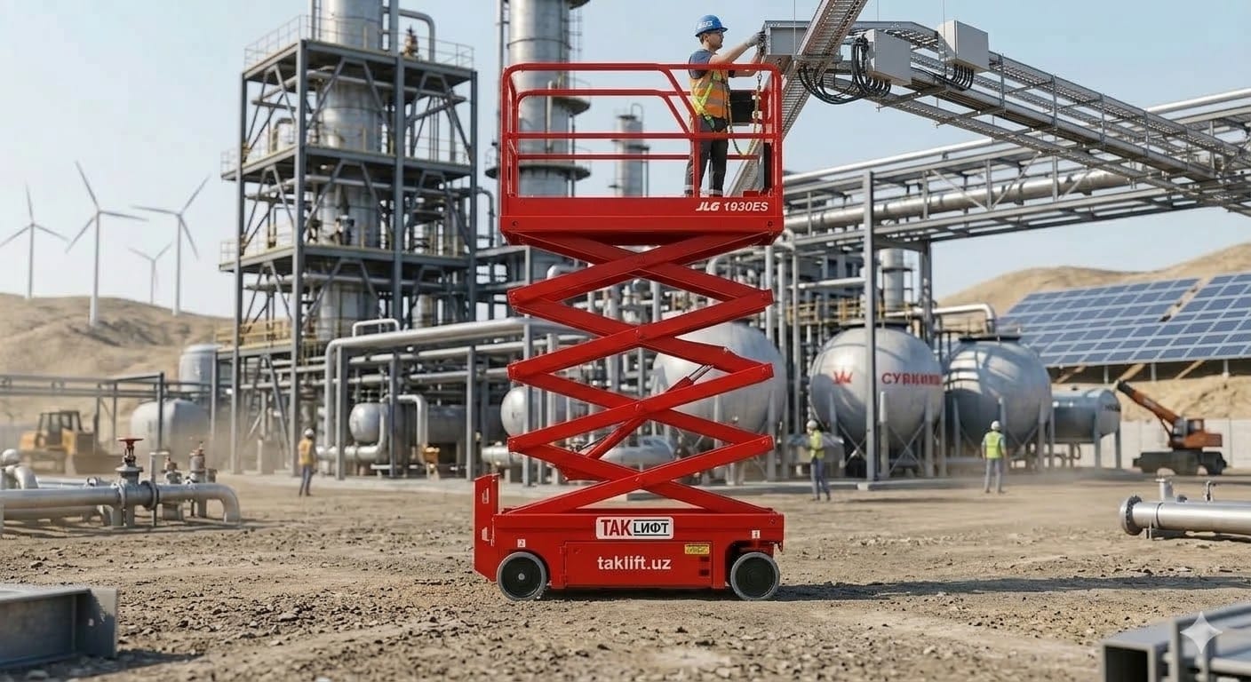 ножничный подъемник TAK Lift Узбекистан аренда подъемной техники в Ташкенте